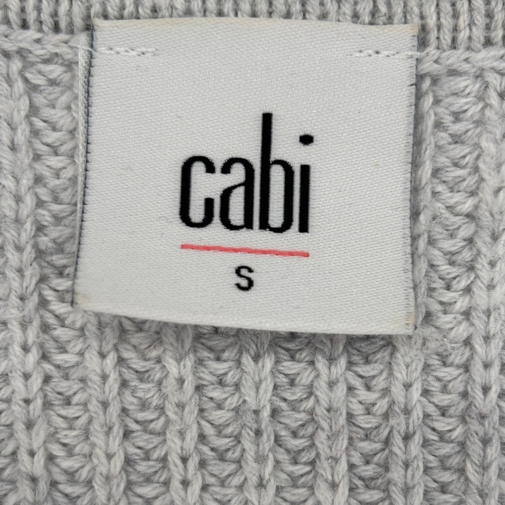 Cabi Gray Minimalist Cozy Ribbed V Neck Side Zip Sweater Capsule Womens S - Picture 6 of 8
